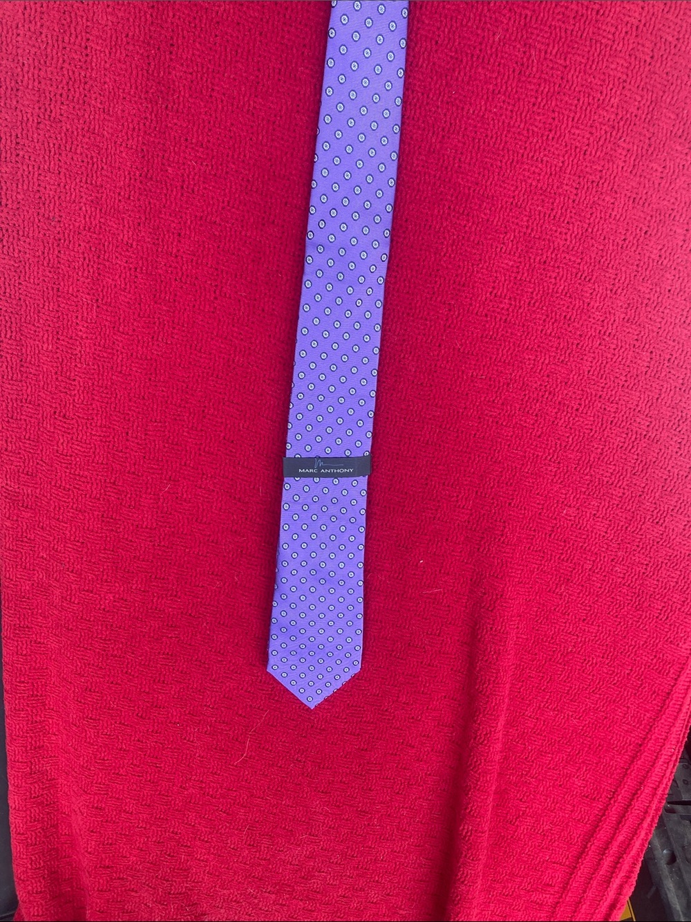 Marc Anthony Purple Silk Tie with Navy Dot Medallions
